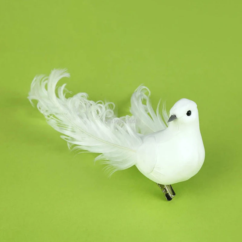 1pc Pigeons Decoration For Wedding Christmas Home Fake Bird White Doves Artificial Foam Feathers Birds With Clip