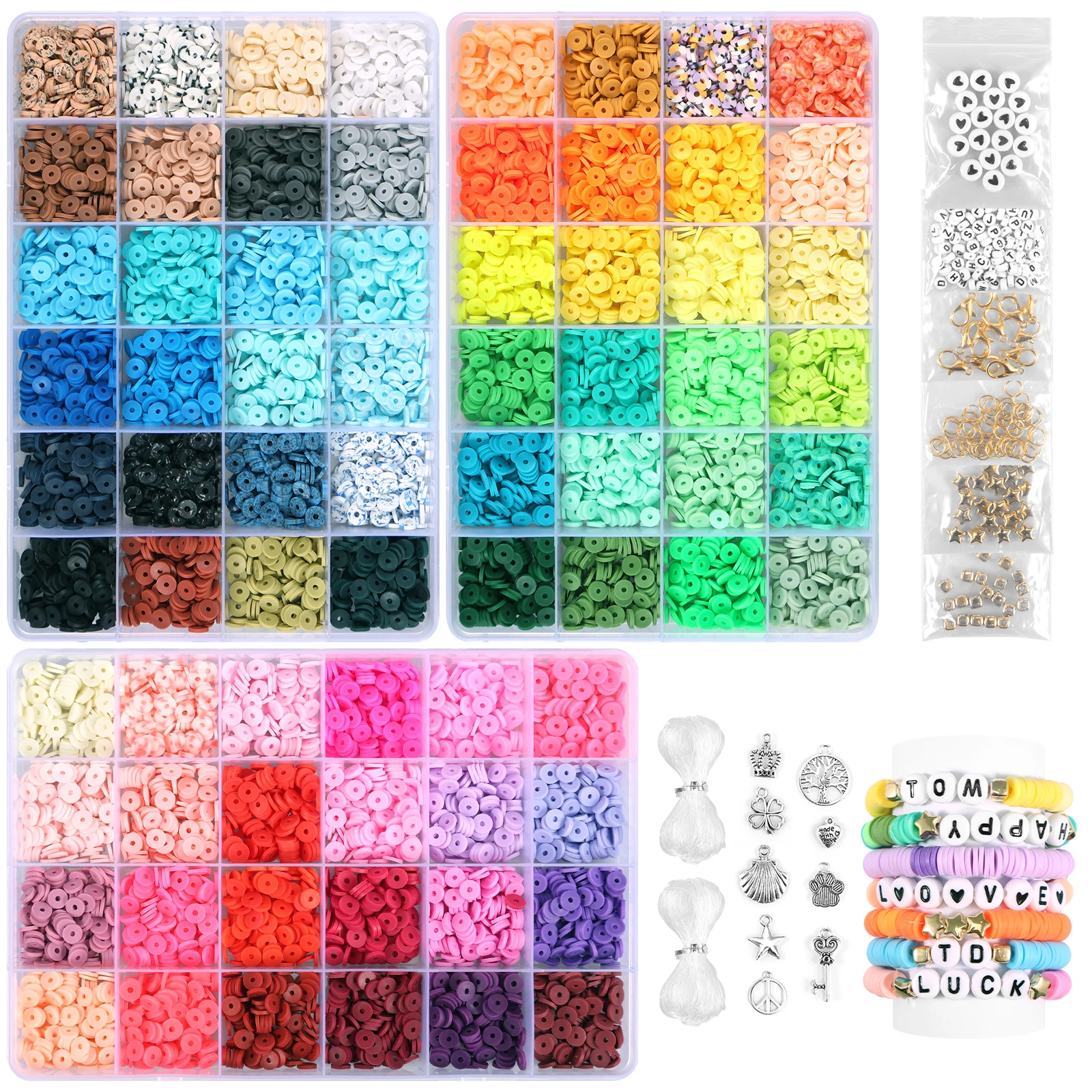 12579Pcs Clay Beads Bracelet Making Kit DIY Clay Beads Spacer Beads with  Letter Bead Elastic String for Jewelry Making Bracelet - AliExpress