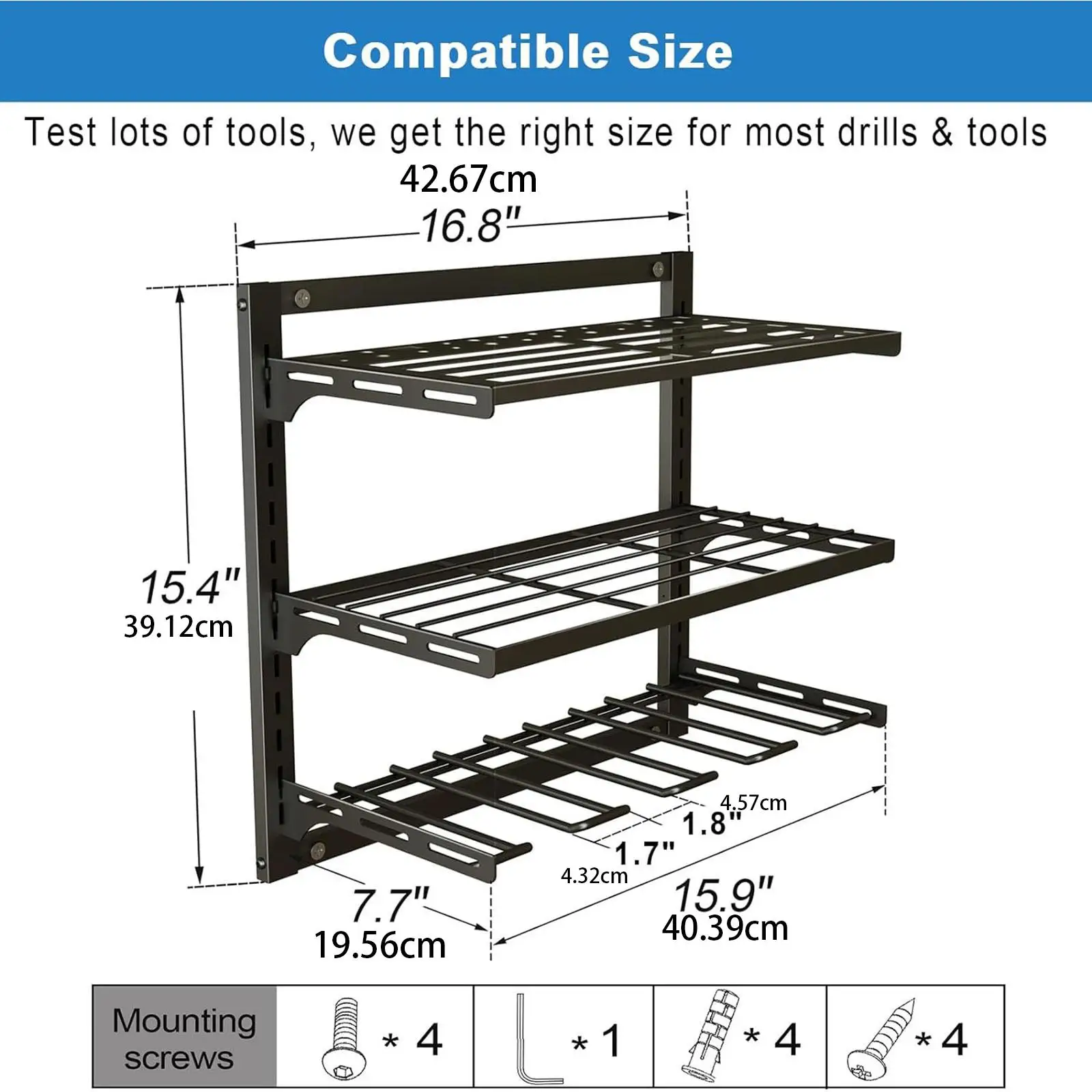 3 Layer/ 2 Layer Wall Mounted Sorting Rack Household Electric Tool Storage Rack For Power Tool Easy Access Display Tool Rack 4