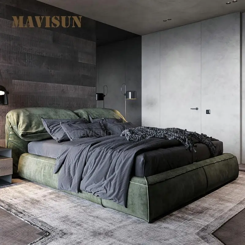 Italian Minimalist Technology Cloth Bed New Creative Design Simple Modern Master Bedroom Comfortable Soft Wedding Bed