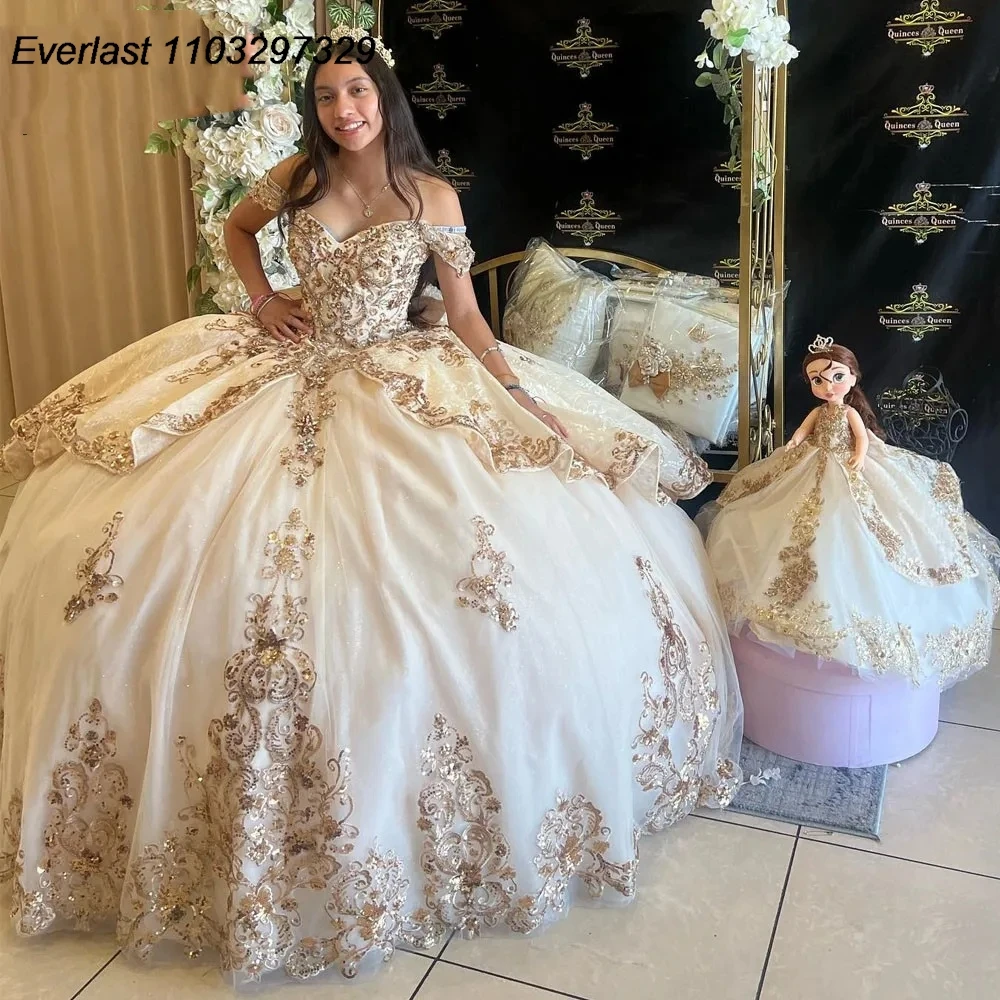 green emerald velvet dress Luxury Ivory Sparkly Off-shoulder Quinceanera Dresses Crystal Birthday –  formalgowns