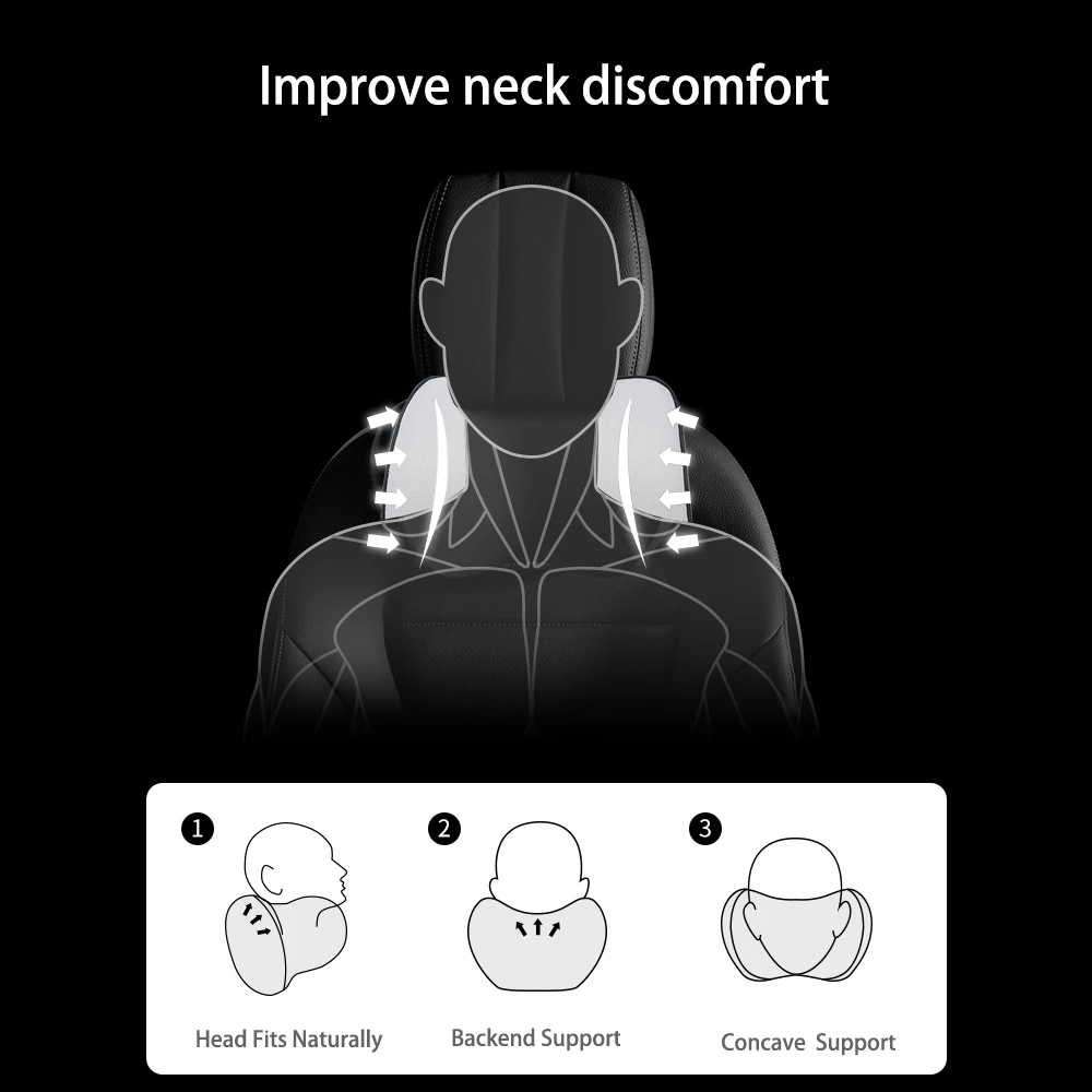 Car Neck Pillow Universal Headrest Softness Memory Foam Support Head Rest Protector Breathable Neck Cushion Automobiles Interior