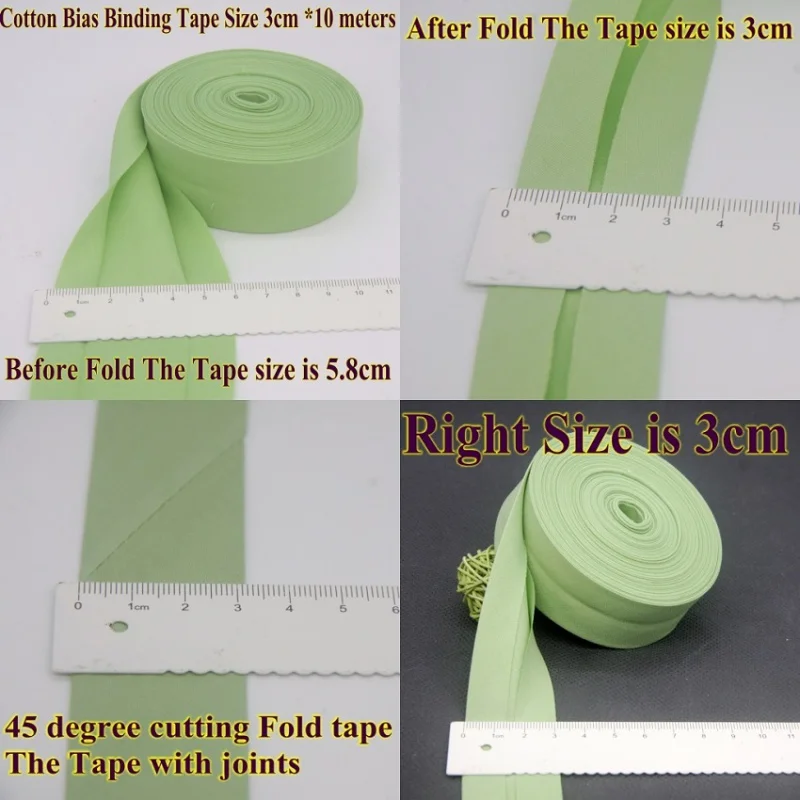 Cotton Bias Binding Tape 30mm x 5meters Size solid color DIY handmade sewing material cotton bias tape cotton webbing tapes