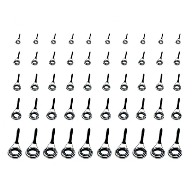 10pcs Fishing Rod Guides 2/3/3.8/5.1/6.8mm 5 Sizes Circle Pole Repair Kit