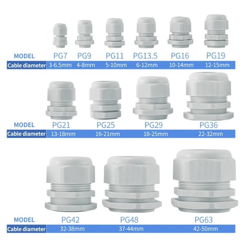 Pressacavi PG7 IP68 Nylon - 10 Pezzi Per Cavi 3-6.5mm - Foto 13