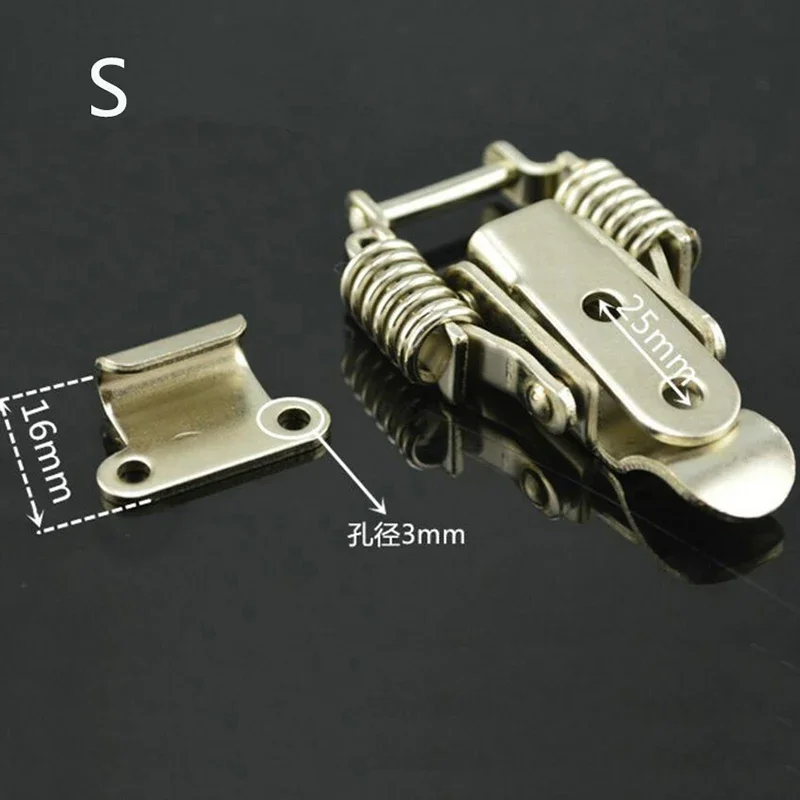 Stainless Steel Double Spring Buckle Wooden Box Toolbox Heavy Duty Lock With Lock Hole Electromechanical Box Accessories S/L furniture hardware buckle clamp