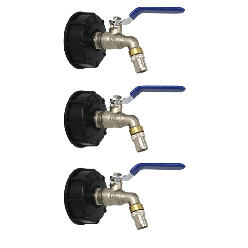 

3X IBC Ball Outlet Tap Tank 3/4Inch Food Grade Drain Adapter S60X6 1000 L Tank Rainwater Container Brass Hose Faucet
