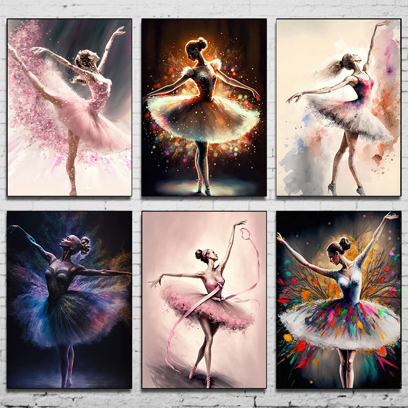 Ballerina Girl Dancer Poster Ballet Canvas Painting Poster E Stampe Dancing Wall Art Pictures For Home Girl Room Decor Mura