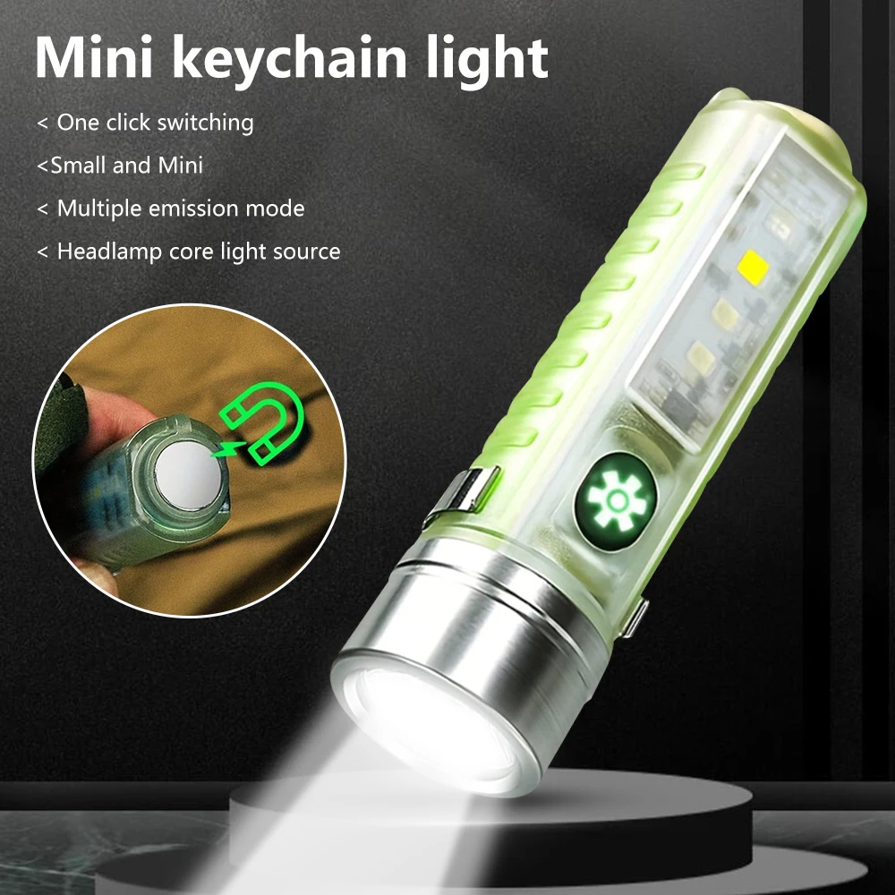 

Led Flashlight Rechargeable USB Torch Light Solar Portable Light Handheld Pocket Light with COB Side Search Light for Camping