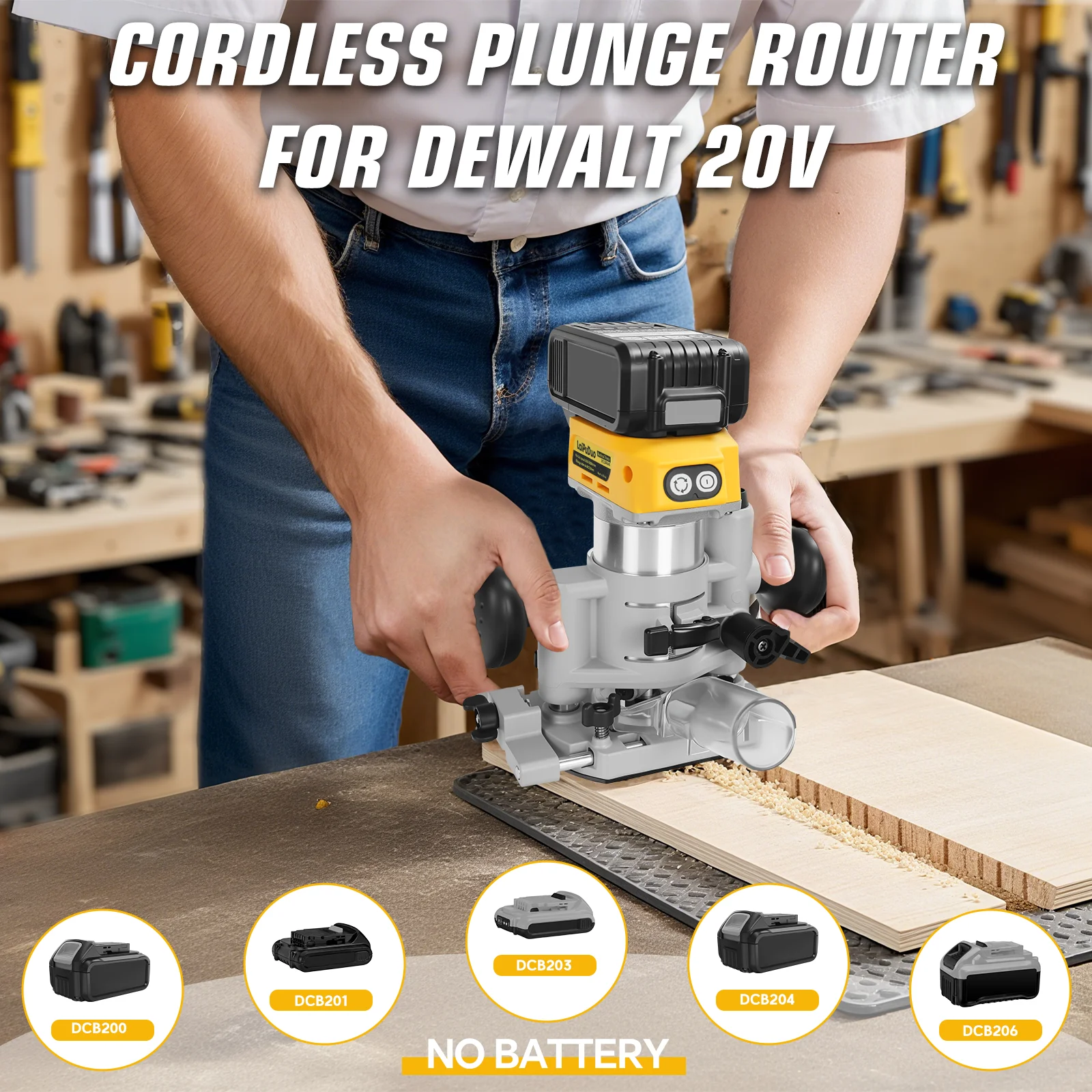 Brushless Wood Router Wood Trimmer Cordless Woodworking Slotting Milling Engravi