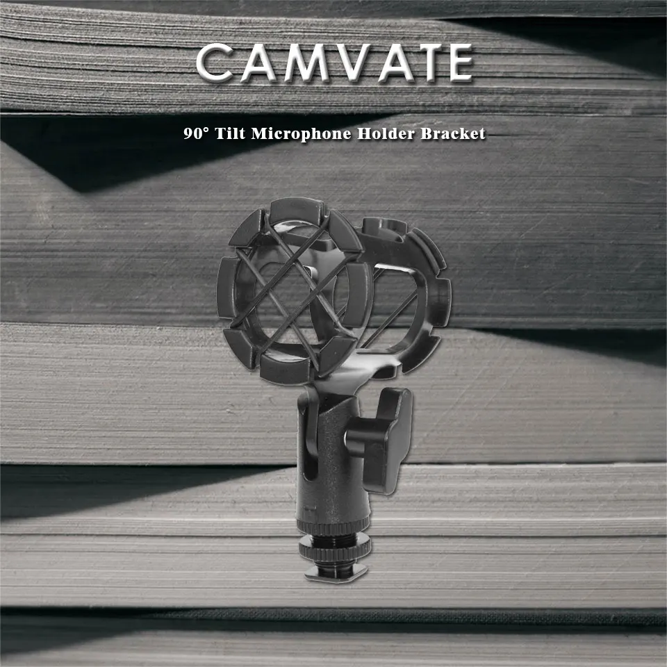 CAMVATE Camera Universal 90° Tilt Microphone Holder Bracket/Microphone Suspension Shock Mount With Cold Shoe Mount For Boompoles