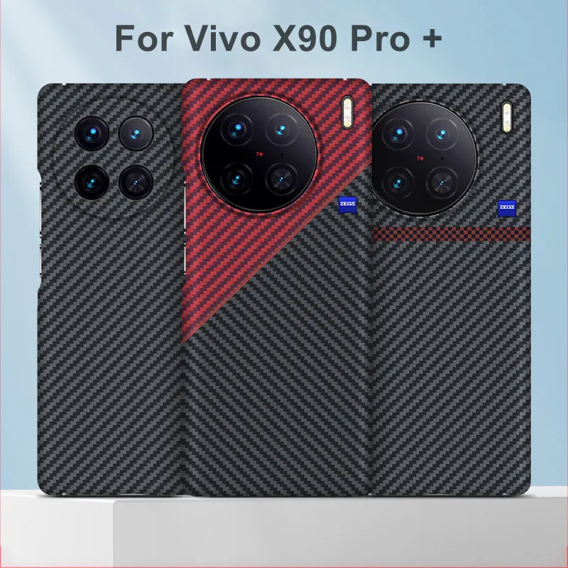 

Carbon Fiber Case For Vivo X90 Pro + Case Aramid Fiber Anti-fall Shockproof Cover for Vivo X90 Pro Plus X90 Full Lens Protection