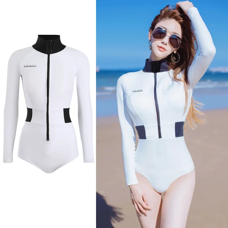 

One Piece Swimsuit Women South Korea Tight Fitting Long Sleeved Slimming Conservative Diving Suit Swimsuit New 2023 Women Set