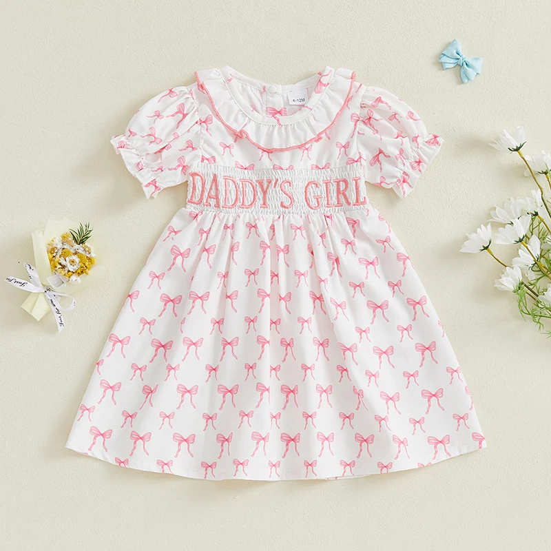 Adorable Infant Girl Floral Print Sleeveless Ruffle Trim Round Neck A-line Dress Summer Outfit with Bow Detail 1