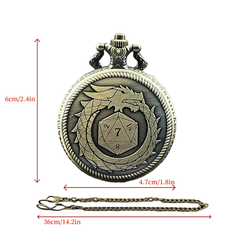 Pocket Watch & Mini Metal Polyhedral Dice Set 6mm for Table and board Games