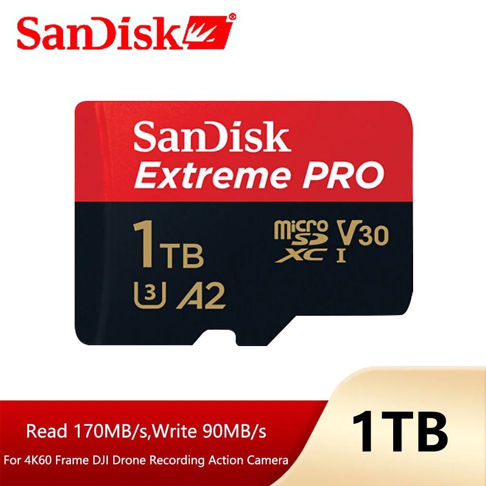 Original SanDisk Extreme Pro Memory Card 1TB 512GB SDXC TF Card with Adapter Up to 170MB/s U3 A2 High Speed Micro SD Card 4gb sd card