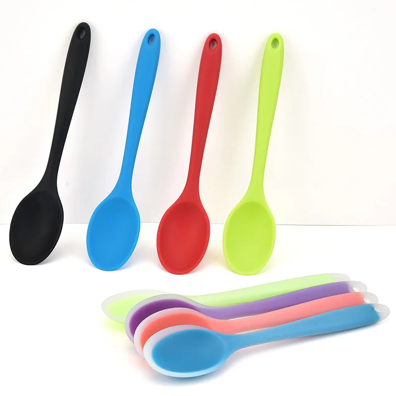 Silicone Spoon Heat Resistant Easy To Clean Non-stick Rice Spoons High Temperature Spoon Tableware Utensil Kitchen Tool 8 Colors