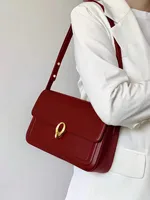 Structured Shoulder Bag with Gold Accent Lock