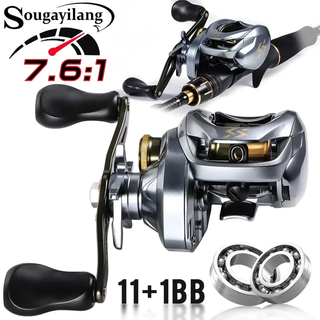 SOUGAYILANG Baitcaster Fishing Reels 11+1BB Carbon Fiber Drag Carp