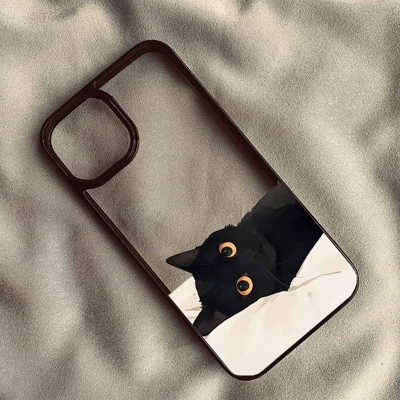 Charming Cartoon Black Cat Phone Case - Durable Hard PC Shell Cover