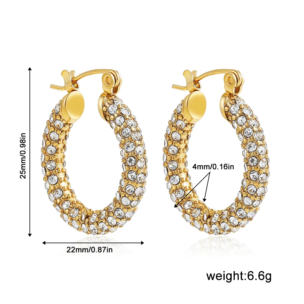 Summer New Punk Pearl Geometrice Twist Huggie Hoop Earrings Women Shiny Rhinestone CZ Chunky Ear Buckle Retro Aesthetics Jewelry