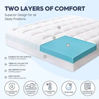 ELEMUSE Dual Layer 3 Inch Memory Foam Mattress Topper Queen Size, 2 Inch Cooling Gel Memory Foam Plus 1 Inch Down Alternativ 2
