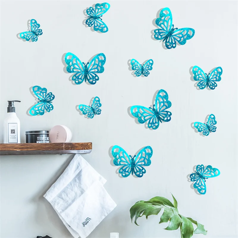 3D Removable Butterfly Wall Stickers for Wall, TV, Fridge - Pink,Green  Patterns