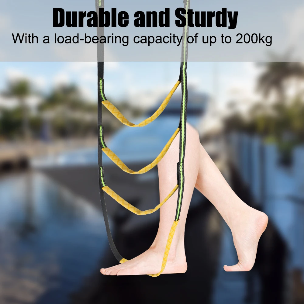 Folding Portable Boat Boarding Ladder - Yacht Marine Nylon Rope Lifter