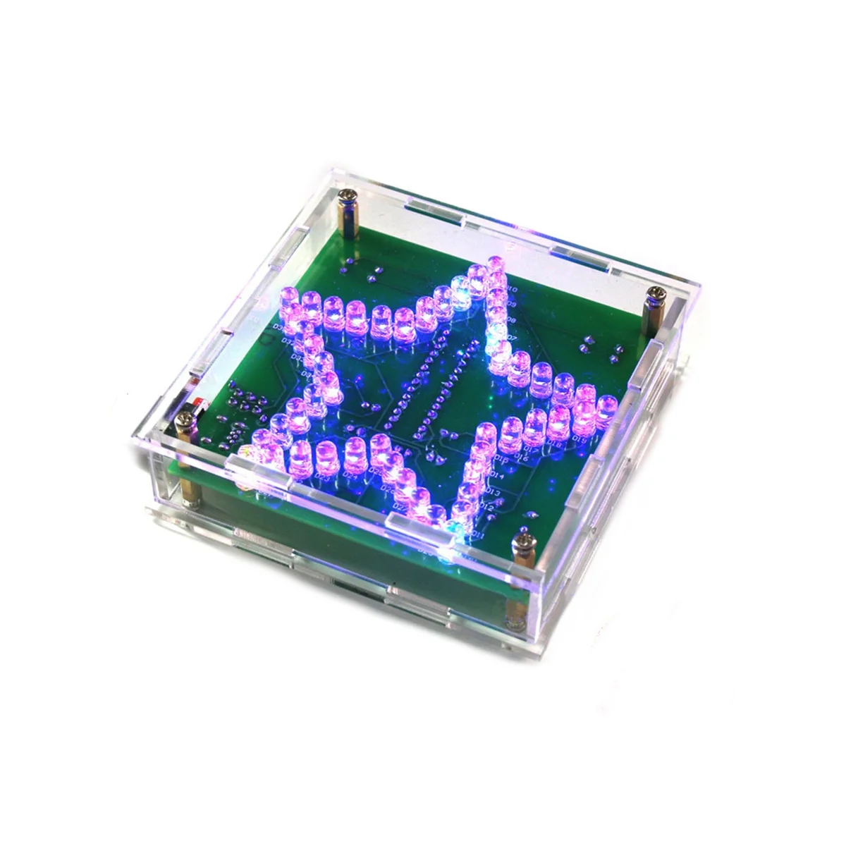 DIY 전자 키트 납땜 스위트, 다채로운 뾰족한 별 LED 깜박이 마키 조명 회로 기판 키트, 쉘 포함