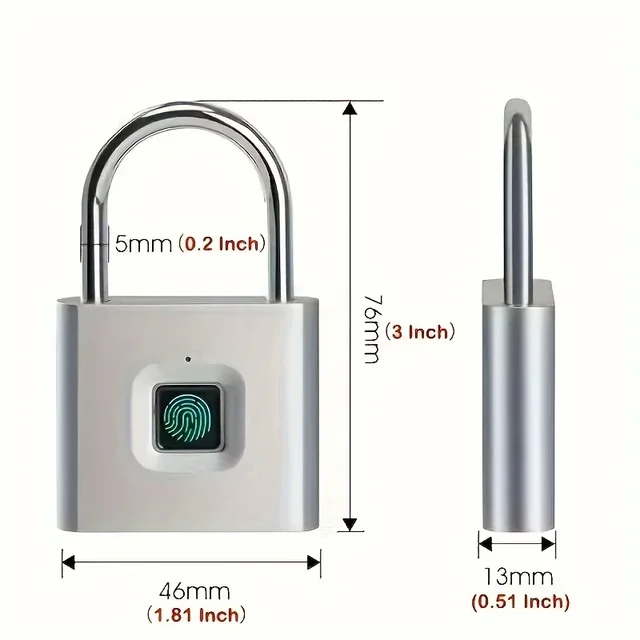 Mini Smart Fingerprint Padlock Rust-Proof, Keyless, Antitheft Security Door Lock Long-Lasting Battery USB Charging for Suitcase 2
