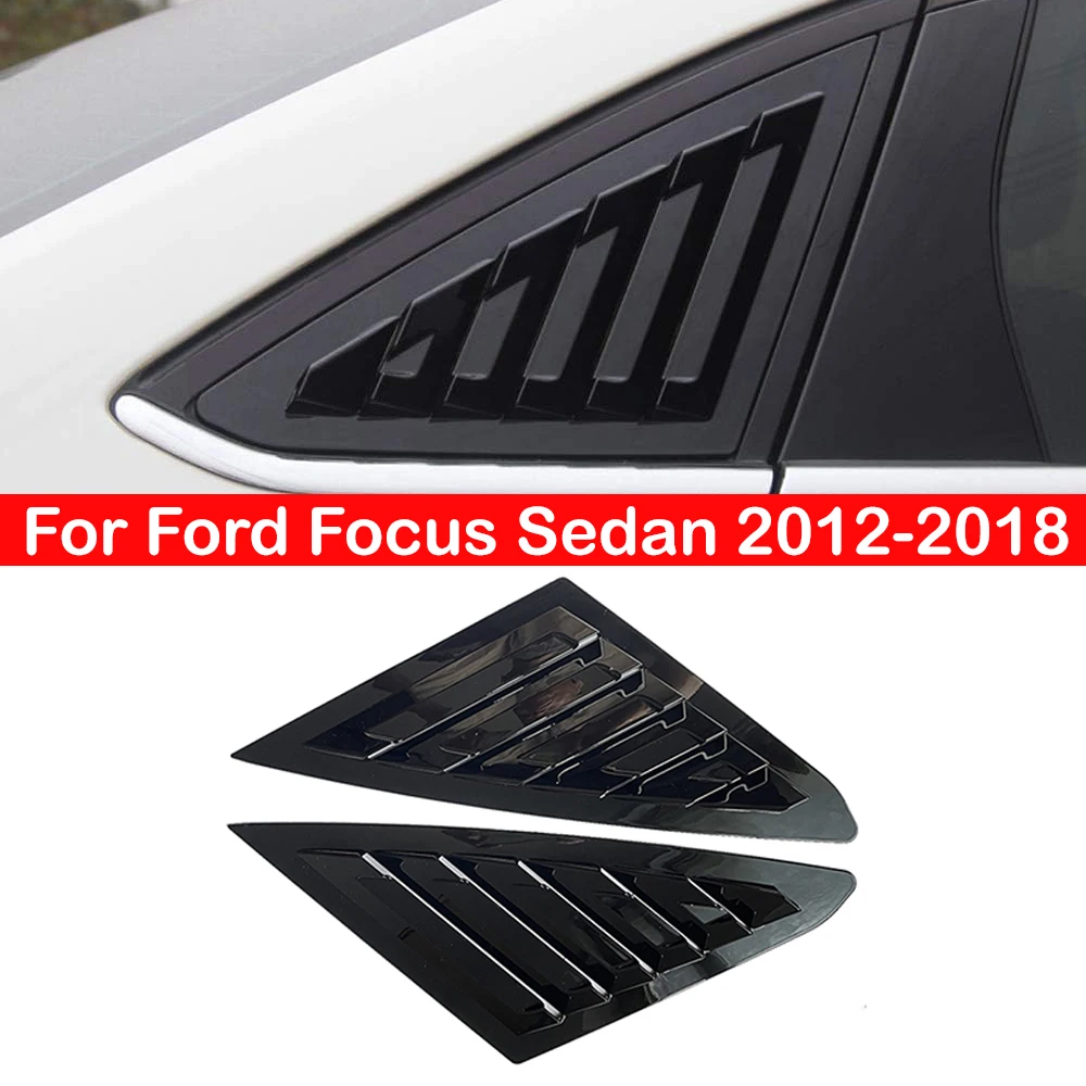 

For Ford Focus Sedan 2012-2018 Car Rear Louver Window Side Shutter Quarter Cover Trim Sticker Vent Scoop ABS Carbon Fiber Black