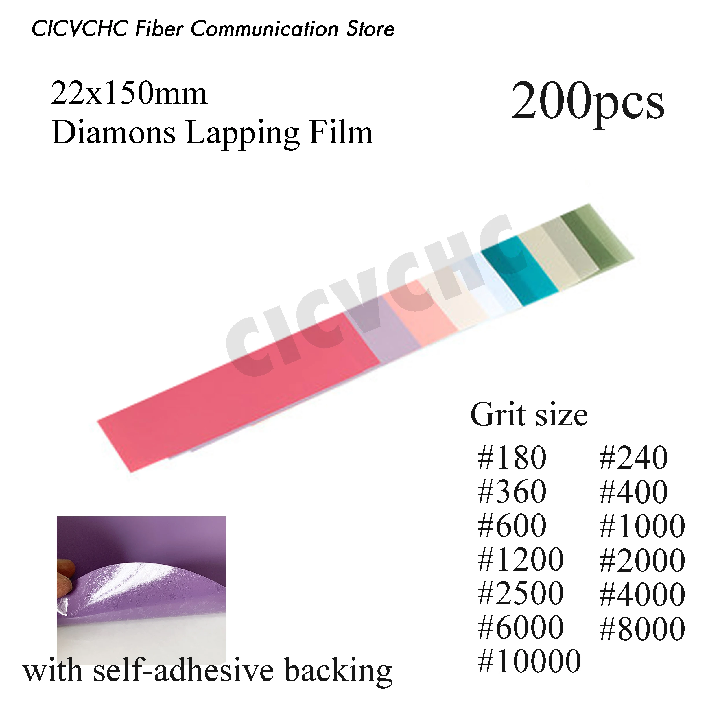 200pcsDiamondLappingFilmwithselfadhesivebacking22x150mm180to