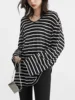CHIC VEN Women Sweaters  New Striped Knitted T-shirt U Collar Long Sleeve Hoodie Top Autumn 2024 3