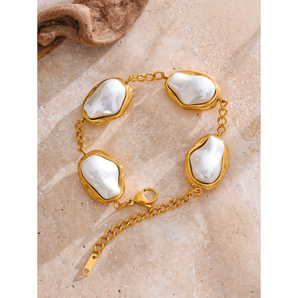 Yhpup Baroque Simulated Pearls Bracelet for Women
