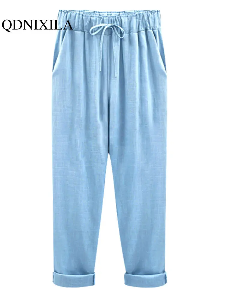 

Women's Pants Loose Casual Middle Waist Drawstring Pants Summer New In Oversize Clothes for Women Elegant Beautiful Trousers