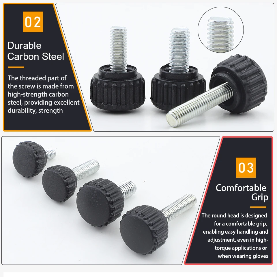 JUIDINTO 1/2/3pcs Plastic Knurled Round Head Handle Thumb