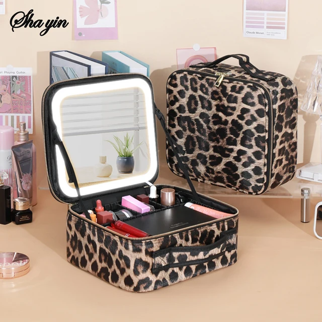 55841-8f9d1f.jpg Makeup Bag with Light up Mirror, Travel Makeup Case with Mirror and Lights, Lighted Cosmetic Train Case with 3 Color Settings, M