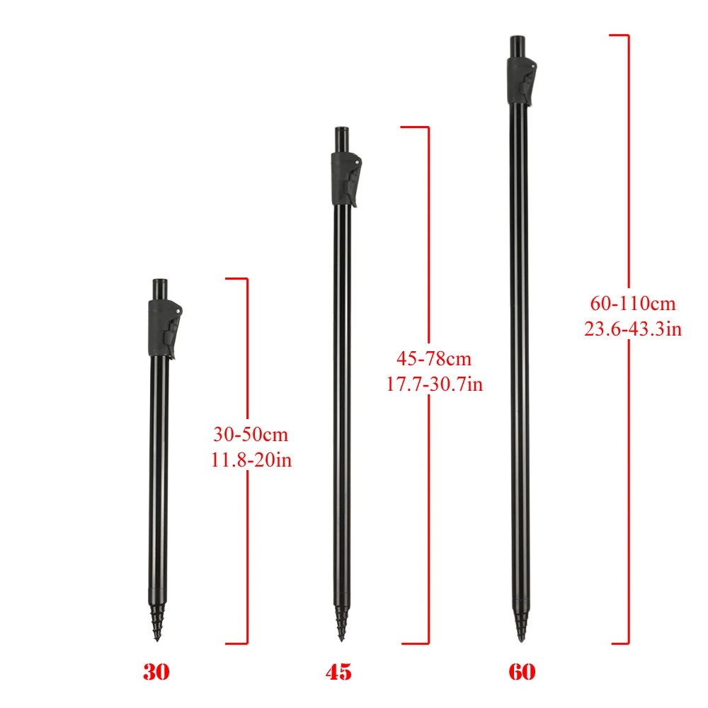 Support de berge aluminium réglable pour alarmes pêche - Tige extensible pour cannes