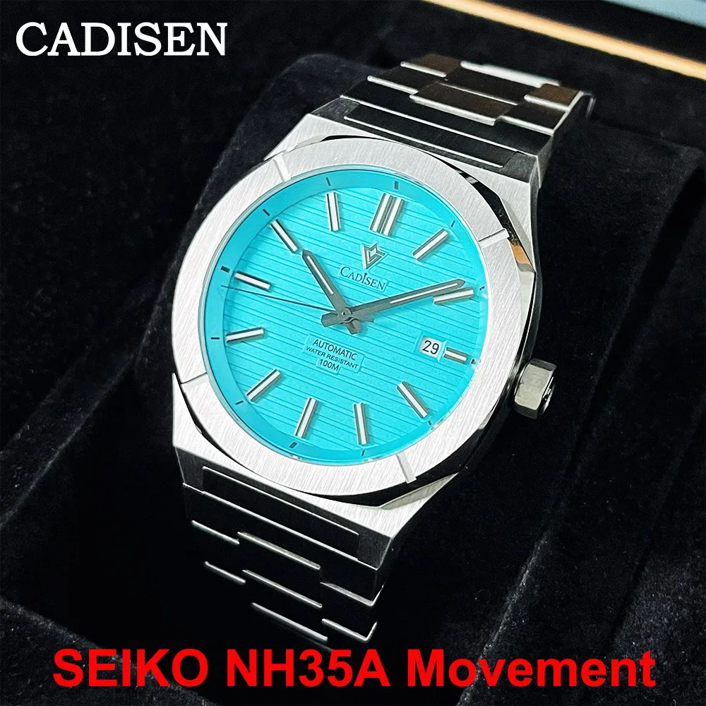 Cadisen Watch For Men Tiffany Blue Dial Sapphire Mirror Seiko NH35A