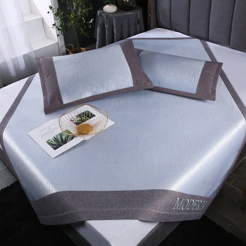 

Summer Mat Washable Bamboo Mat Fitted Sheet Three Piece Set Foldable Rattan Mat Student Dormitory