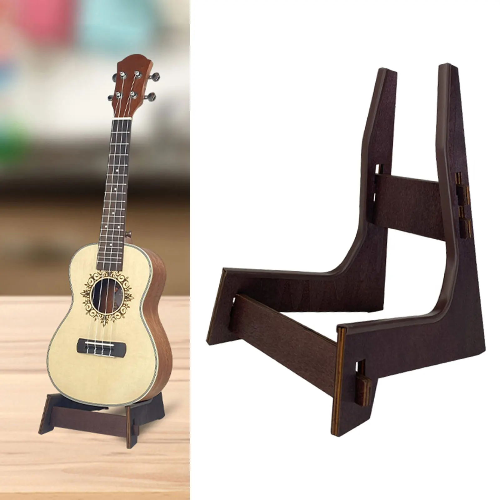 Description Picture 6 of itemWooden Guitar Holder Guitar Support Stand Floor Stand Ukulele Storage Rack Stringed Instrument for Acoustic Electric Bass Guitar