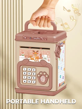 ATM Piggy Bank Toys, Electronic Fun Music Cartoon Fingerprint Password Box Simulate Fingerprint Password Unlocking Kid Gifts 1