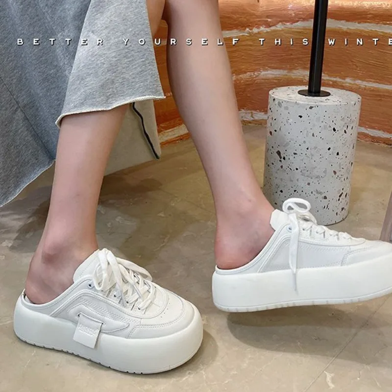 Women's 2024 New Summer Outdoor Wearing Thick Sole Half Slippers for Travel, Vacation, Sports and Fashion Versatile Beach Shoes