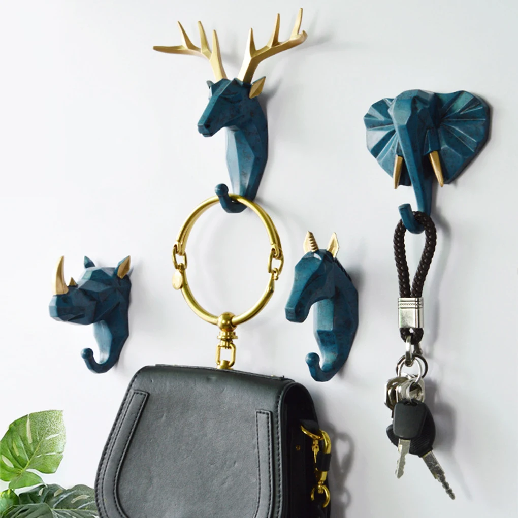 Unique And Functional Animal Head Coat Hook Home Resin Animal Head Key Hook Shape