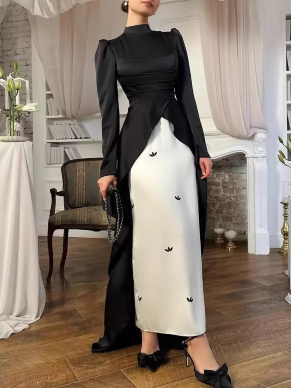 فستان نسائي ساتان مميز وأنيق ومثالي للأعياد والمنا...