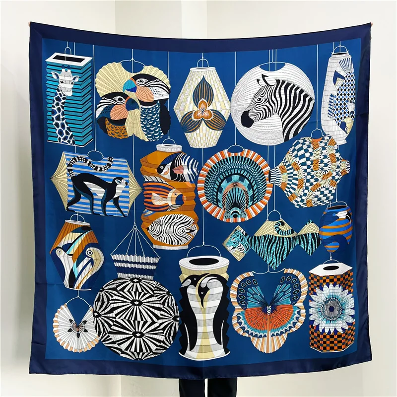 

Mulberry Silk Scarf Women Designers Big Shawls Poncho Hand-Rolled Edges Bag Bandanas Head Hair Decoration Gift 135CM