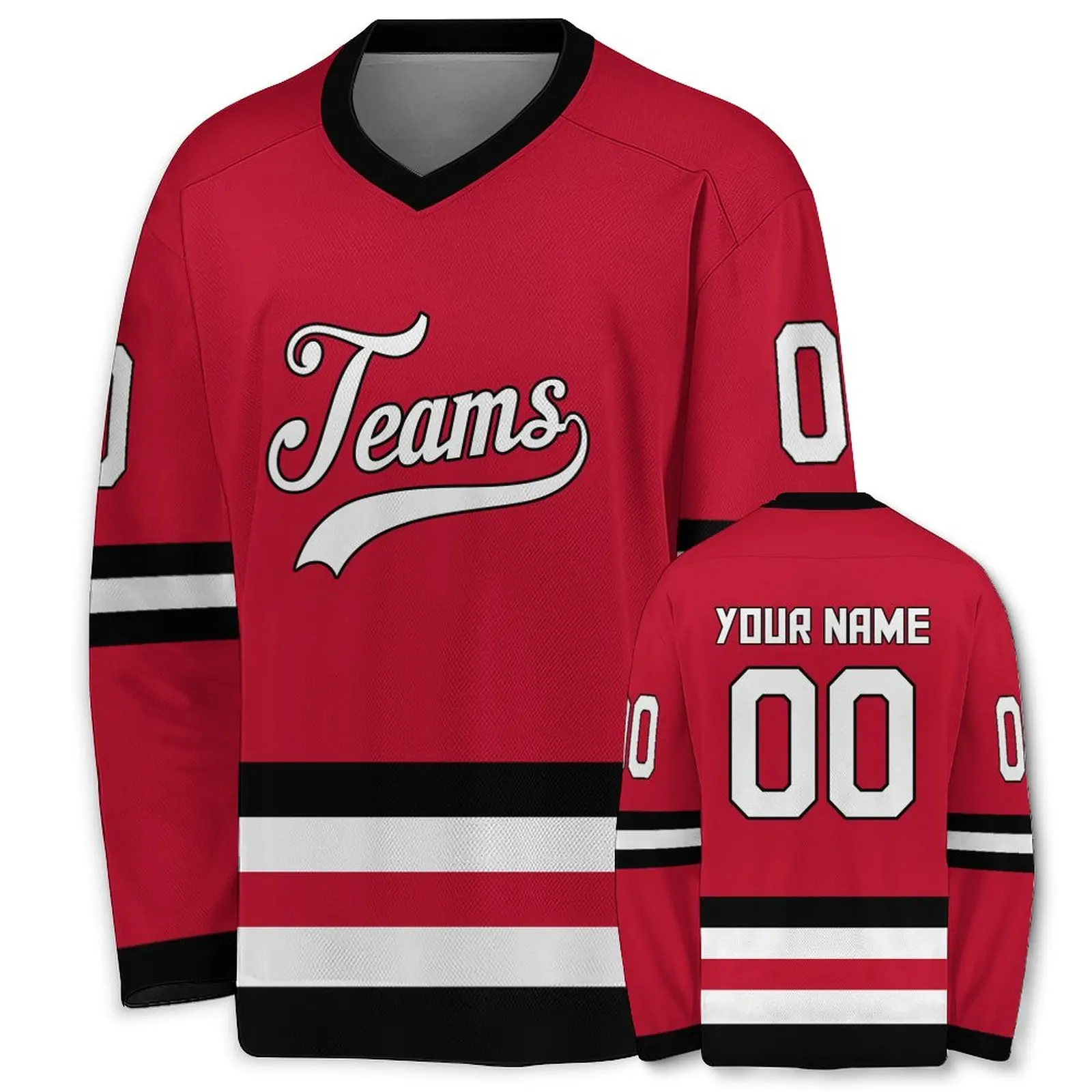 Personalized Cream Navy V-Neck Hockey Jersey - Custom Team Name & Number Sports Uniform for All Ages