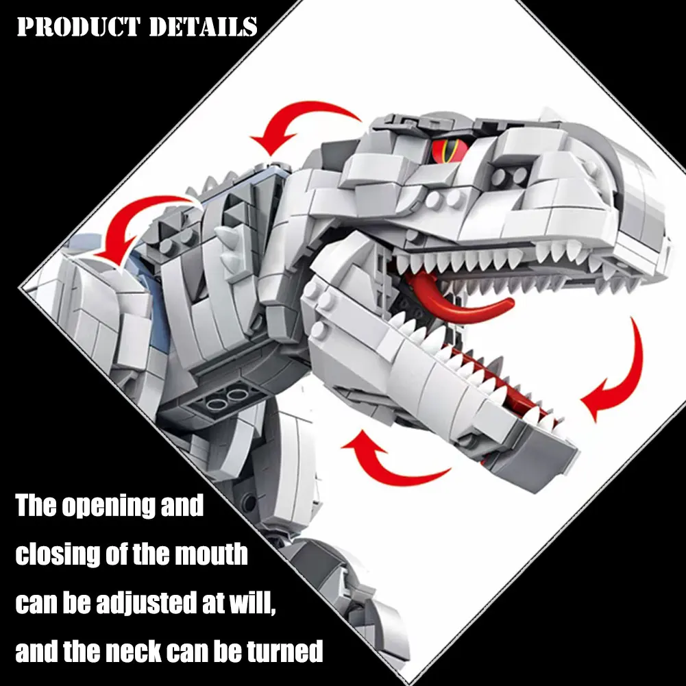 Moc Technology Jurassic Park Indominus Rex Dinosaurs World Building Blocks Mosasaur T-Rex Dragon Model Bricks Giocattolo Per Bambini