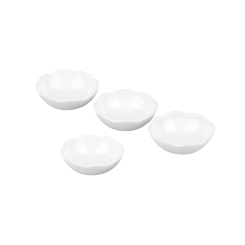 

4Pcs/set 1:12 Dollhouse Miniature Lace Bowl White Soup Bowl Vegetable Bowl Tableware Model Kitchen Decor Toys
