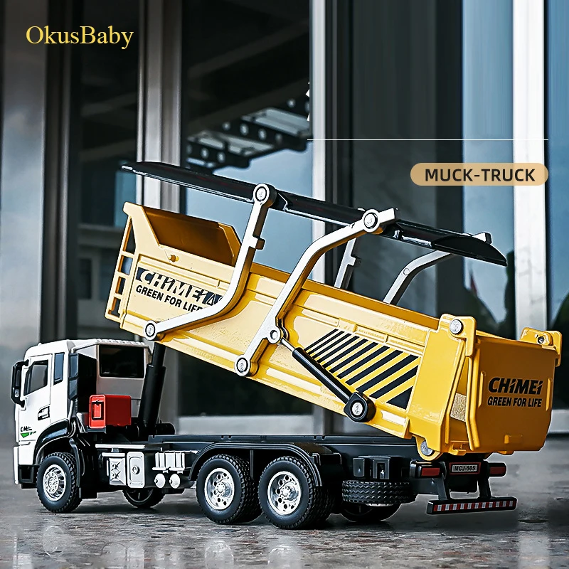 

1:32 Construction Engineering Muck Truck With Sound And Lights Transport Vehicle Alloy Model Pull Back Car Children's Toy